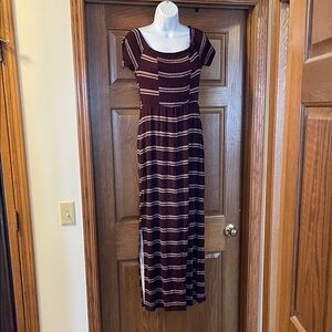 Maurices Burgundy Striped Maxi Dress